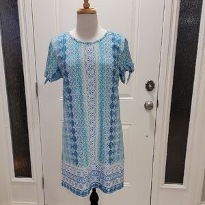 Cabana Life Blue and White Patterned Dress